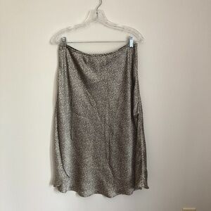 Patterned Silky Midi Skirt Brushed Gold/Black Women's Size Large